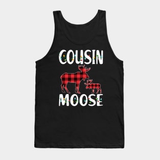 Red Plaid Cousin Moose Matching Family Pajama Christmas Gift Tank Top